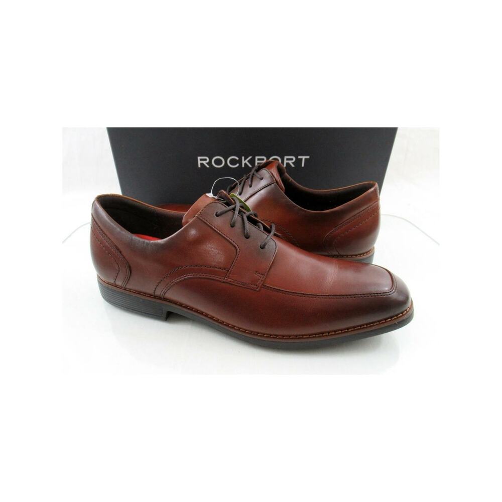 Men's Rockport Slayter Apron Toe Oxford Lace Up Shoes Comfort Dark Tan Size 11